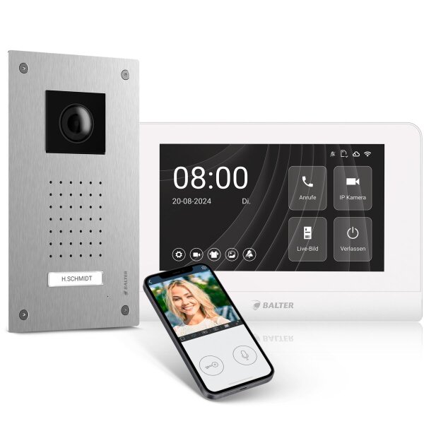 BALTER ENTRI Set L Video-Türsprechanlage Einfamilienhaus 1 Monitor Silber