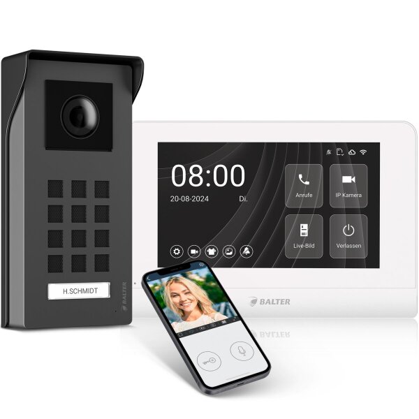BALTER ENTRI Set M Video-Türsprechanlage Einfamilienhaus 1 Monitor Silber
