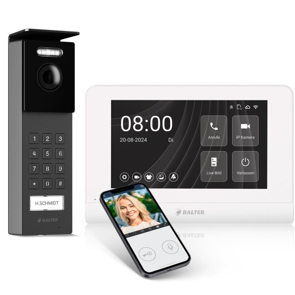 BALTER ENTRI Set S Video-Türsprechanlage Einfamilienhaus 1 Monitor Silber
