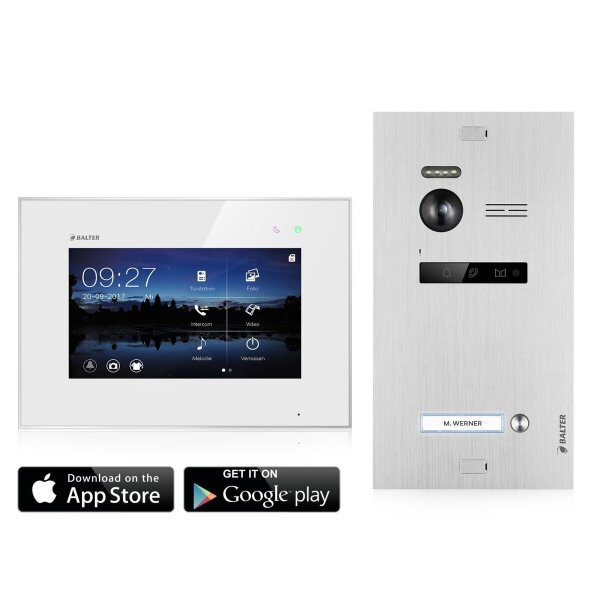 BALTER EVO Türsprechanlage Einfamilienhaus 1x 7-Zoll-Monitor Silber WLAN App
