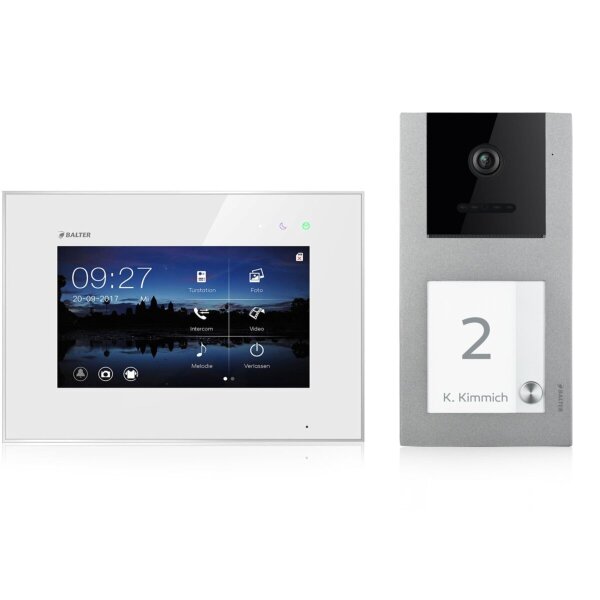 BALTER EVO Türsprechanlage Aufputz Einfamilienhaus 1x 7-Zoll-Monitor Silber