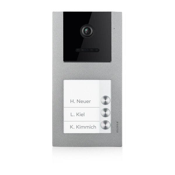 BALTER EVO Außenstation 3-Familienhaus Silber Aufputz 2-Draht-BUS