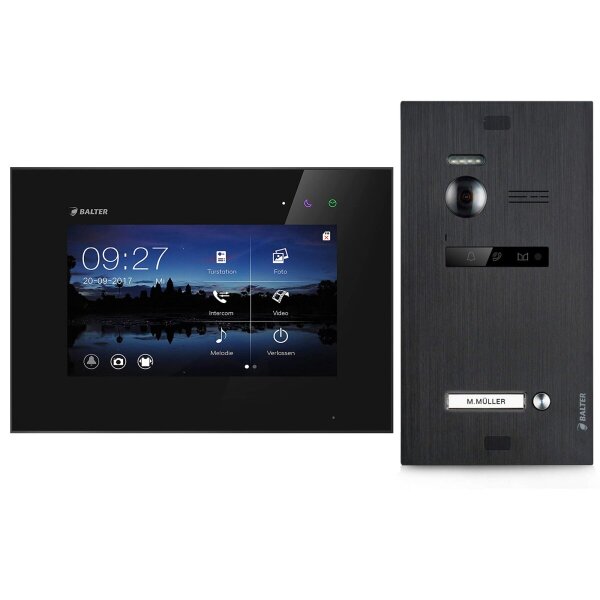 BALTER EVO Video-Türsprechanlage Einfamilienhaus 1x 7-Zoll-Monitor Schwarz