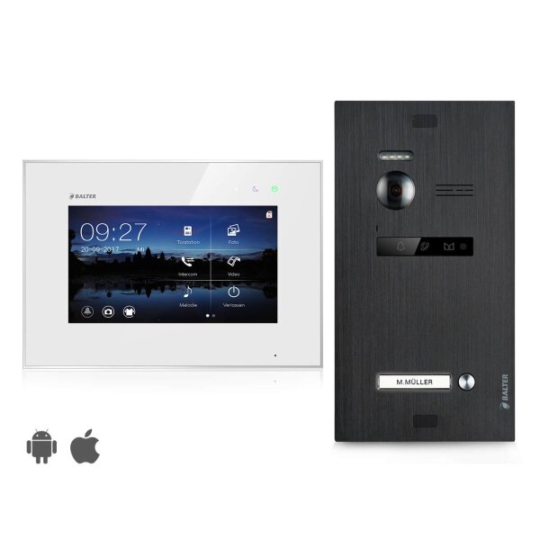 BALTER EVO Türsprechanlage Einfamilienhaus 1x Monitor Schwarz/Weiß WLAN App