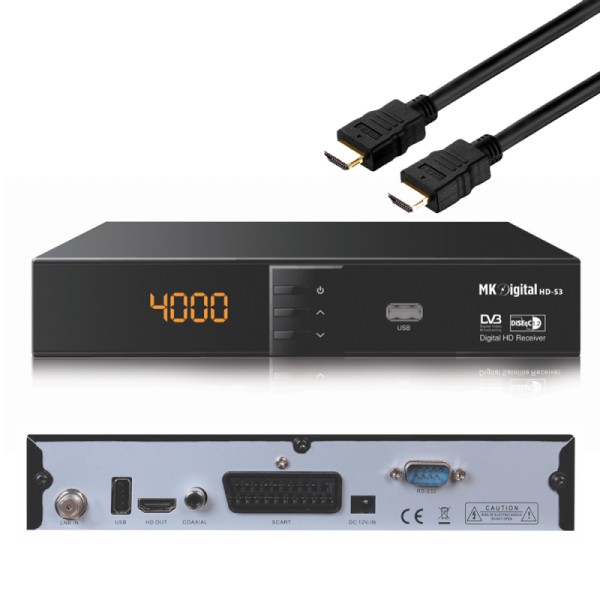 MK Digital HD-S3 Full HD 1080p Sat Receiver HDMI Scart USB Astra Hotbird Türksat