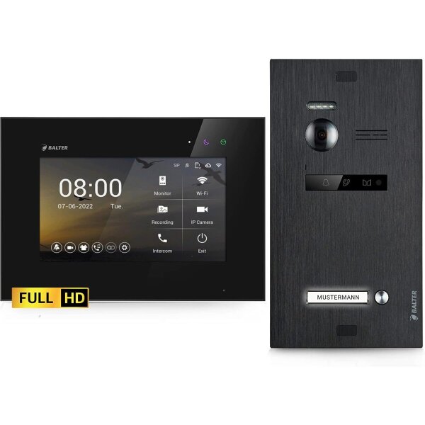 BALTER EVO HD Video-Türsprechanlage Einfamilienhaus 1x 7-Zoll-Monitor Schwarz