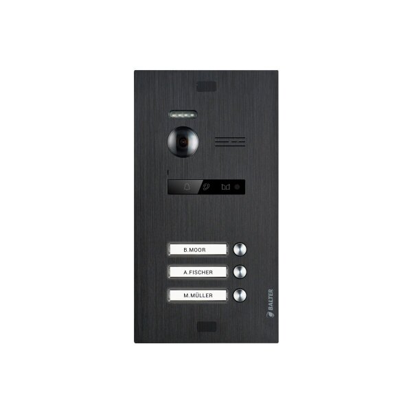 BALTER EVO HD Außenstation 3-Familienhaus Schwarz Unterputz 2-Draht-BUS