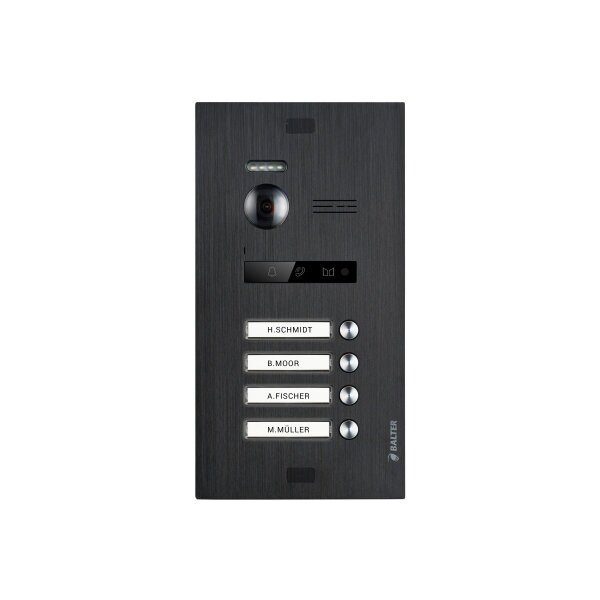 BALTER EVO HD Außenstation 4-Familienhaus Schwarz Unterputz 2-Draht-BUS