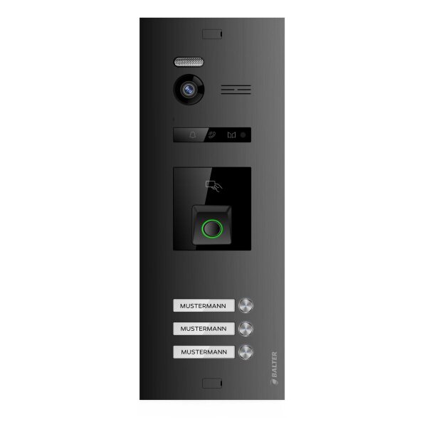BALTER EVO HD Fingerprint Außenstation 3-Familienhaus Schwarz Unterputz