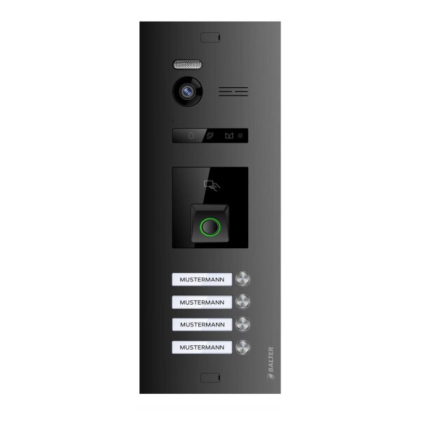 BALTER EVO HD Fingerprint Außenstation 4-Familienhaus Schwarz Unterputz
