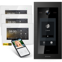 BALTER EVO HD Touch Türsprechanlage 3-Fam. 3x Monitor Schwarz/Weiß WLAN App
