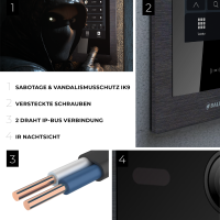 BALTER EVO HD Touch Türsprechanlage 4-Fam. 4x Monitor Schwarz/Weiß WLAN App