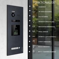 BALTER EVO HD Fingerprint Türsprechanlage Einfamilienhaus 1x Monitor Schwarz