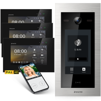 BALTER EVO HD Touch Türsprechanlage 3-Fam. 3x Monitor Silber/Schwarz WLAN App