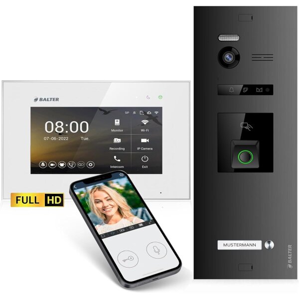 BALTER EVO HD Fingerprint Set 1-Fam. 1x Monitor Schwarz/Weiß WLAN App
