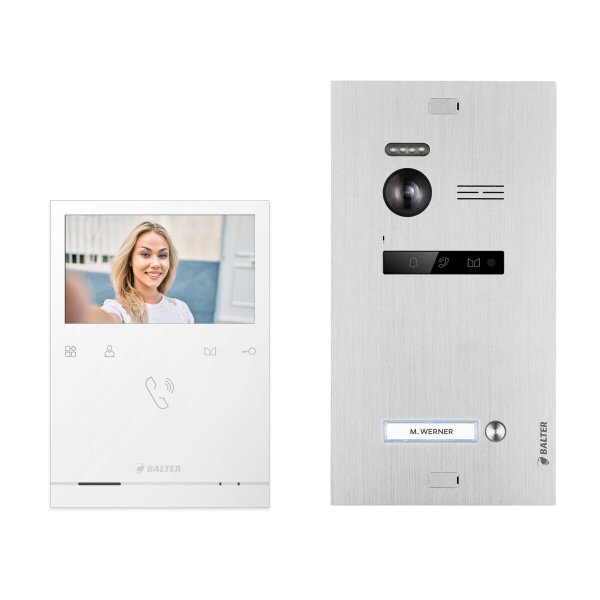BALTER EVO Quick Türsprechanlage Einfamilienhaus 1x 4,3-Zoll-Monitor Silber