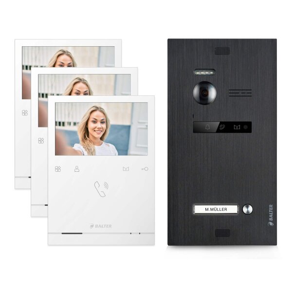 BALTER EVO Quick Türsprechanlage Einfamilienhaus 3x Monitor Schwarz/Weiß
