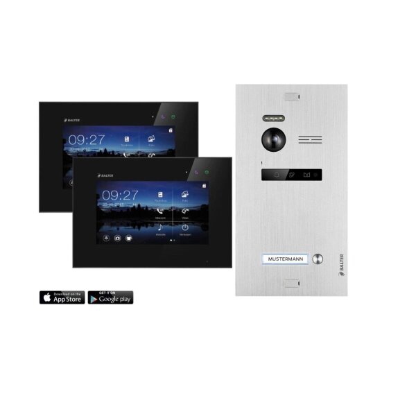 BALTER EVO Türsprechanlage Einfamilienhaus 2x Monitor Silber/Schwarz WLAN App
