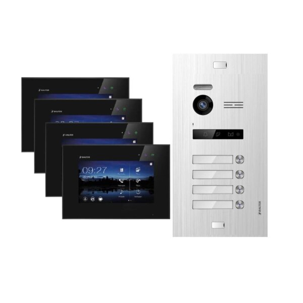 BALTER EVO Video-Türsprechanlage 4-Familienhaus 4x 7-Zoll-Monitor Silber/Schwarz