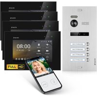 BALTER EVO HD Türsprechanlage 4-Familienhaus 4x 7-Zoll-Monitor Silber/Schwarz