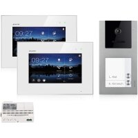 BALTER EVO Video-Türsprechanlage Aufputz 2-Familienhaus 2x 7-Zoll-Monitor Silber