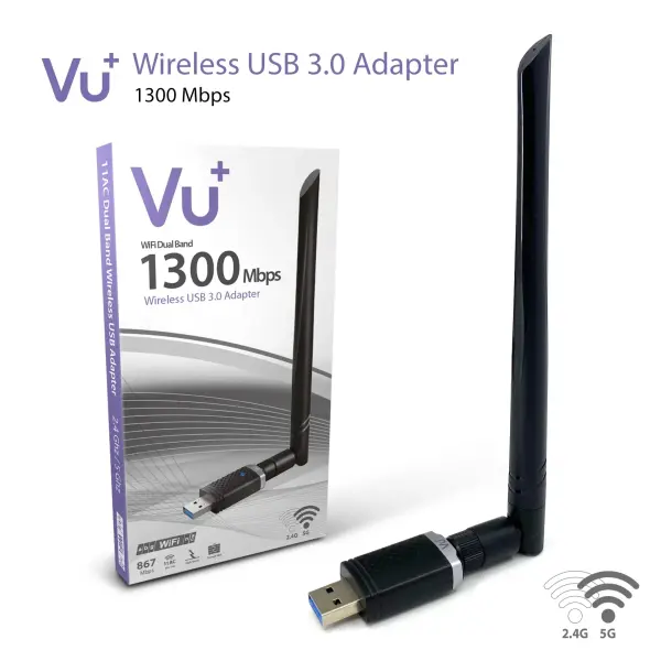 VU+ Dual Band Wireless USB 3.0 WLAN Adapter 1300 Mbps 6 dBi Antenne