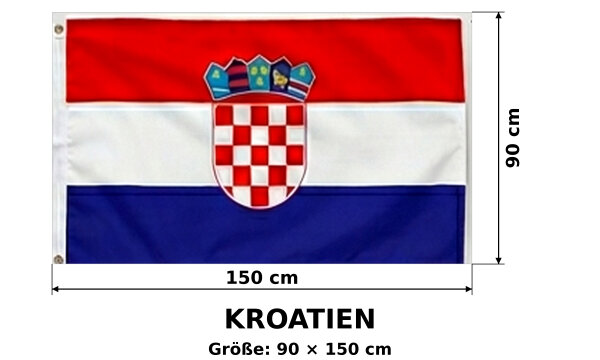 Kroatien Fahne Flagge Hissflagge 150x90cm Hrvatska Zastava WM Fanflagge mit Ösen