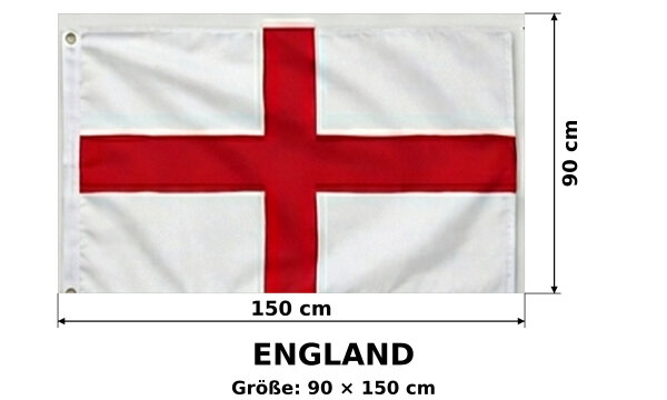 England Fahne Flagge Hissflagge 150x90cm England Flag St George Cross WM Ösen