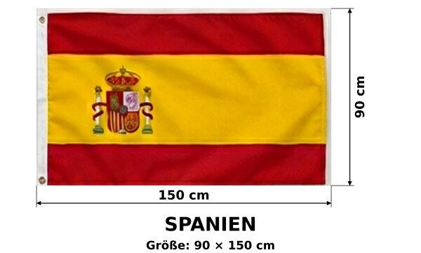 Spanien Fahne Flagge Hissflagge 150x90cm Bandera de España WM Fanflagge mit Ösen