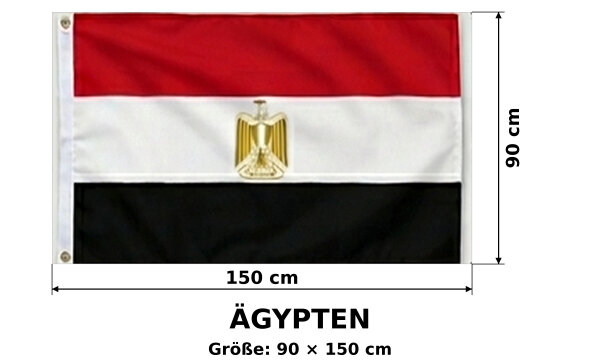Ägypten Fahne Flagge Hissflagge 150x90cm Egypt Misr Masr WM Fanflagge Ösen Deko
