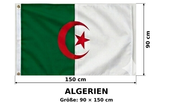 Algerien Fahne Flagge Hissflagge 150x90cm Algeria Dzair WM Fanflagge Ösen Deko