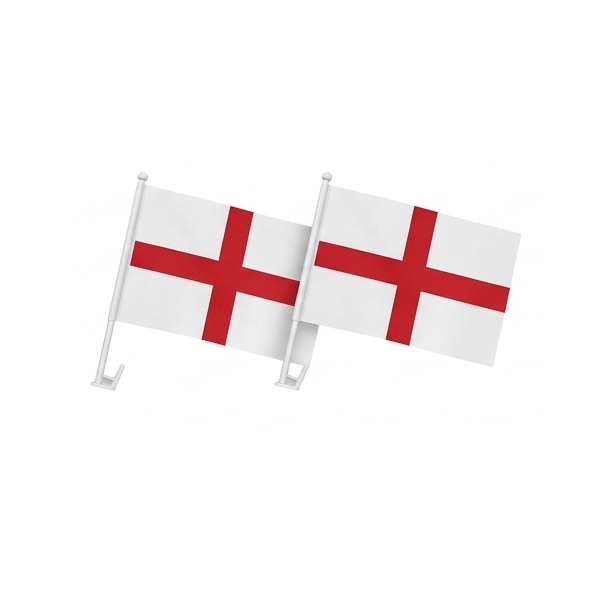 2er Set England Autofahnen Auto Flaggen 30x45cm St George Cross WM EM Halterung