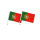 2er Set Portugal Autofahnen 30x45cm Bandeira Portugal WM EM Halterung Fan Auto