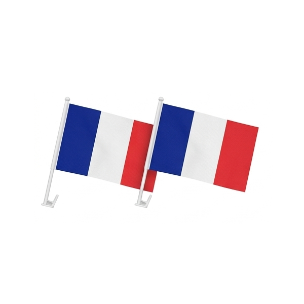 2er Set Frankreich Autofahnen 30x45cm Drapeau Français WM EM Halterung Clip Fan