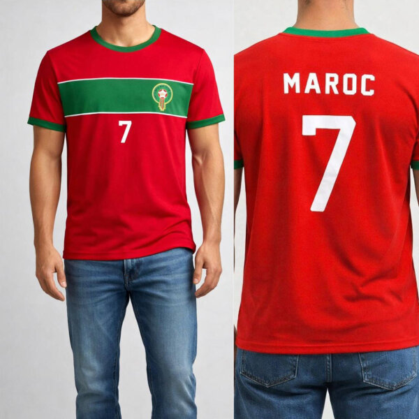 Marokko Fan-Shirt Morocco Maghreb 1 Stück Fußball T-Shirt Länderdesign Party
