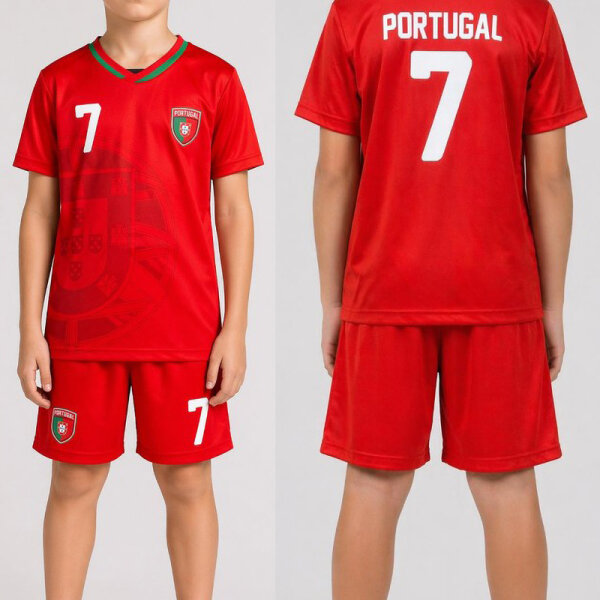 Portugal Kinder Fan-Set Portugal T-Shirt Shorts Länderdesign Fußball Party Event