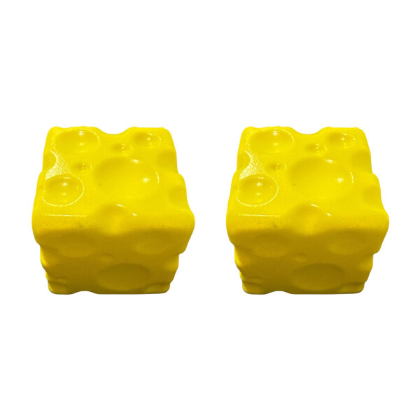 2er Set Squishy Käse gelb 6 cm Würfel Fidget Quetschspielzeug 3+