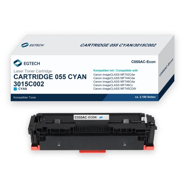Toner kompatibel mit Canon Cartridge 055 Cyan Cyan imageCLASS MF742Cdw MF744Cdw