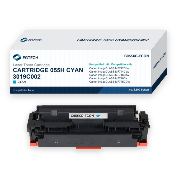 Toner kompatibel mit Canon Cartridge 055H Cyan Cyan imageCLASS MF742Cdw MF744Cdw