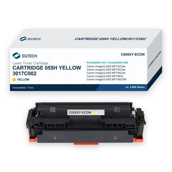 Toner kompatibel mit Canon Cartridge 055H Yellow Gelb imageCLASS MF742Cdw
