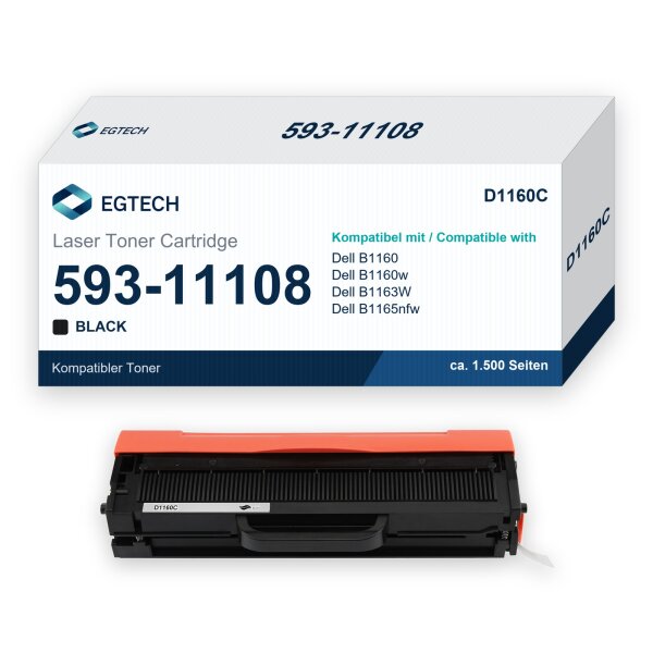 Toner kompatibel mit Dell 593-11108 B1160 B1160w B1163W B1165nfw Schwarz