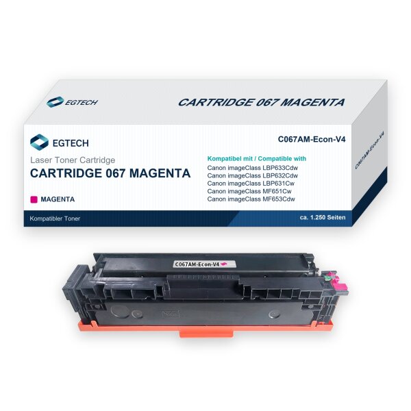 Toner kompatibel mit Canon Cartridge 067 Magenta Magenta imageClass LBP633Cdw