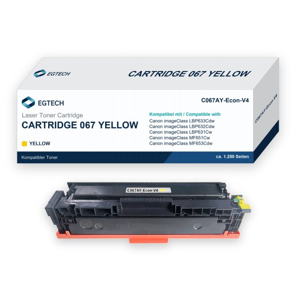 Toner kompatibel mit Canon Cartridge 067 Yellow Gelb imageClass LBP633Cdw