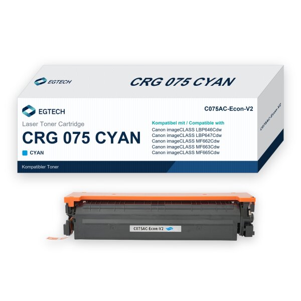 Toner kompatibel mit Canon CRG 075 Cyan Cyan imageCLASS LBP646Cdw LBP647Cdw