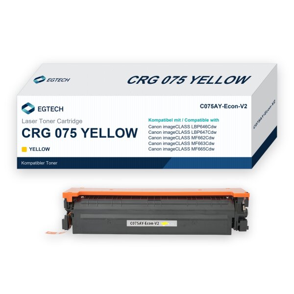 Toner kompatibel mit Canon CRG 075 Yellow Gelb imageCLASS LBP646Cdw LBP647Cdw
