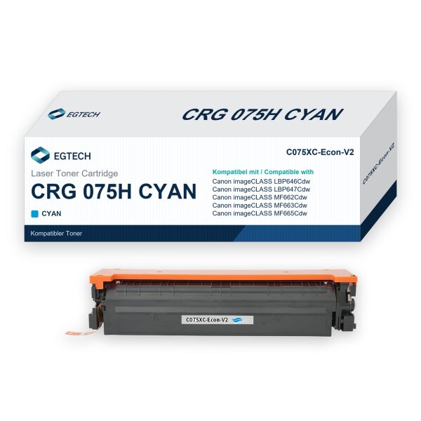 Toner kompatibel mit Canon CRG 075H Cyan Cyan imageCLASS LBP646Cdw LBP647Cdw