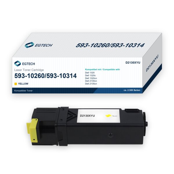 Toner kompatibel mit Dell 593-10260 Gelb 1320 1320c 1320cn 2130cn 2135cn