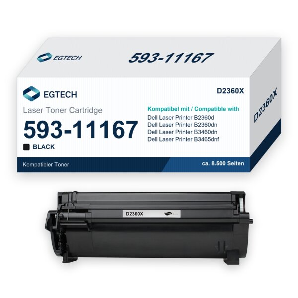 Toner kompatibel mit Dell 593-11167 Laser Printer B2360d B2360dn B3460dn Schwarz