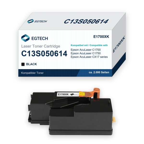Toner kompatibel mit Epson C13S050614 AcuLaser C1700 C1750 CX17 Schwarz