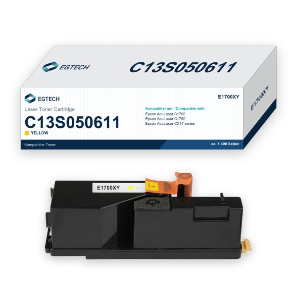 Toner kompatibel mit Epson C13S050611 Gelb AcuLaser C1700 C1750 CX17